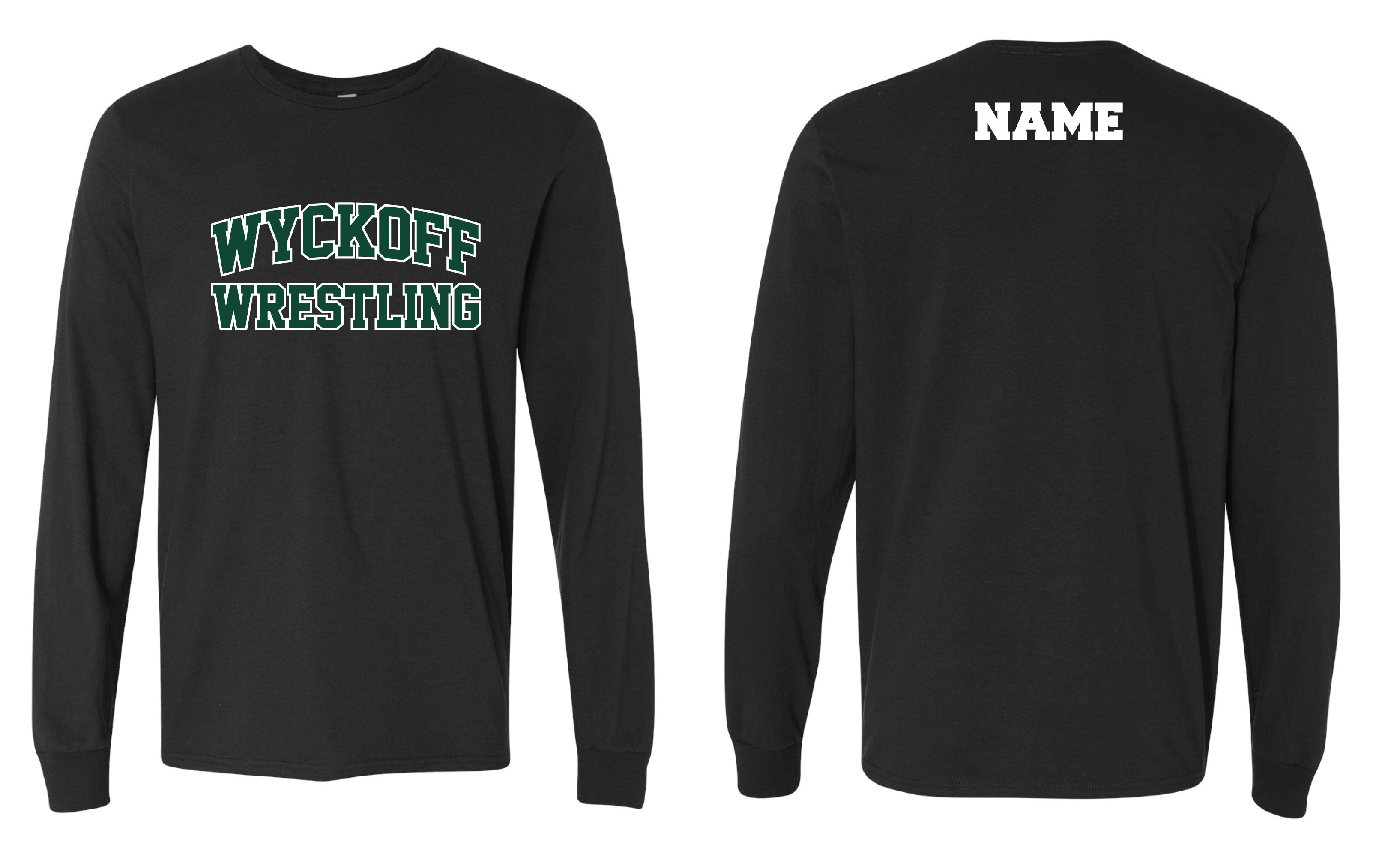 Wyckoff Wrestling Cotton Crew Long Sleeve Tee - Black