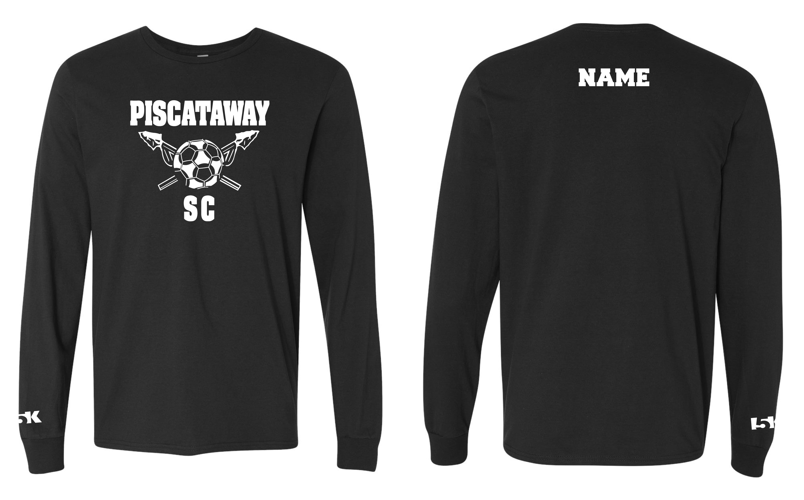 Piscataway Soccer Cotton Crew Long Sleeve Tee - Black