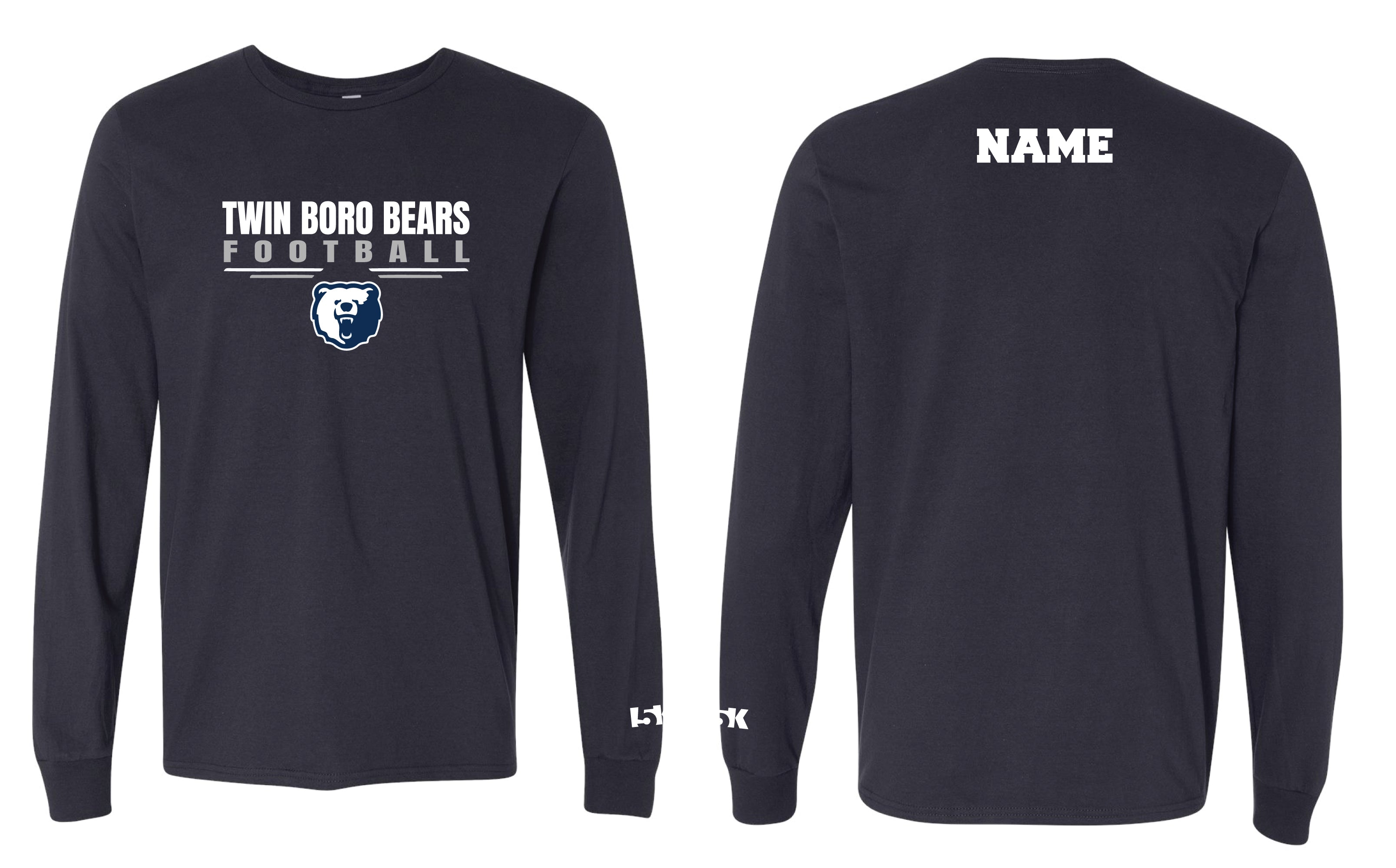 Twin Boro Football Cotton Crew Long Sleeve Tee - Navy