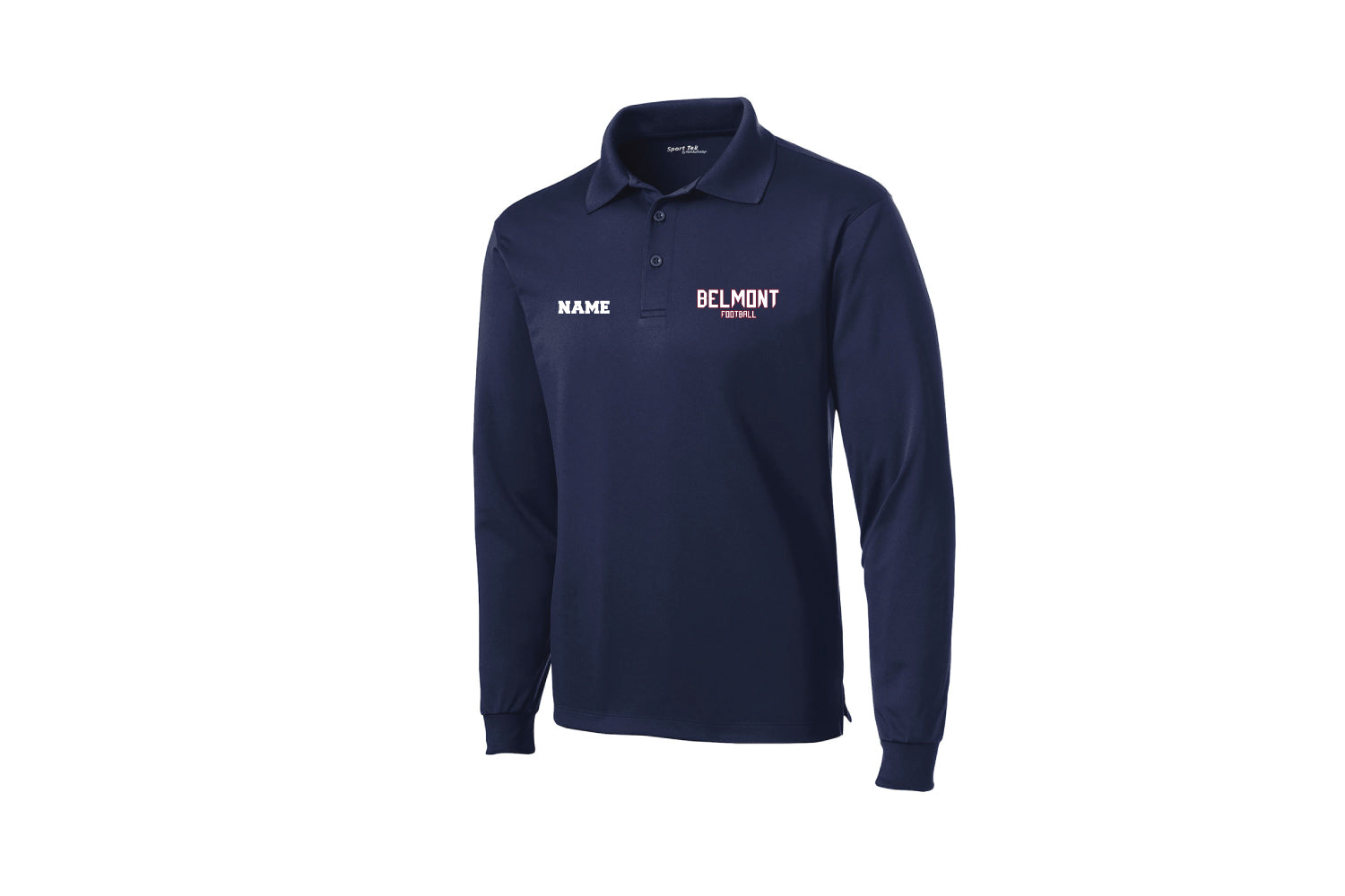 Belmont Marauders Football Long Sleeve Micropique Polo - Navy