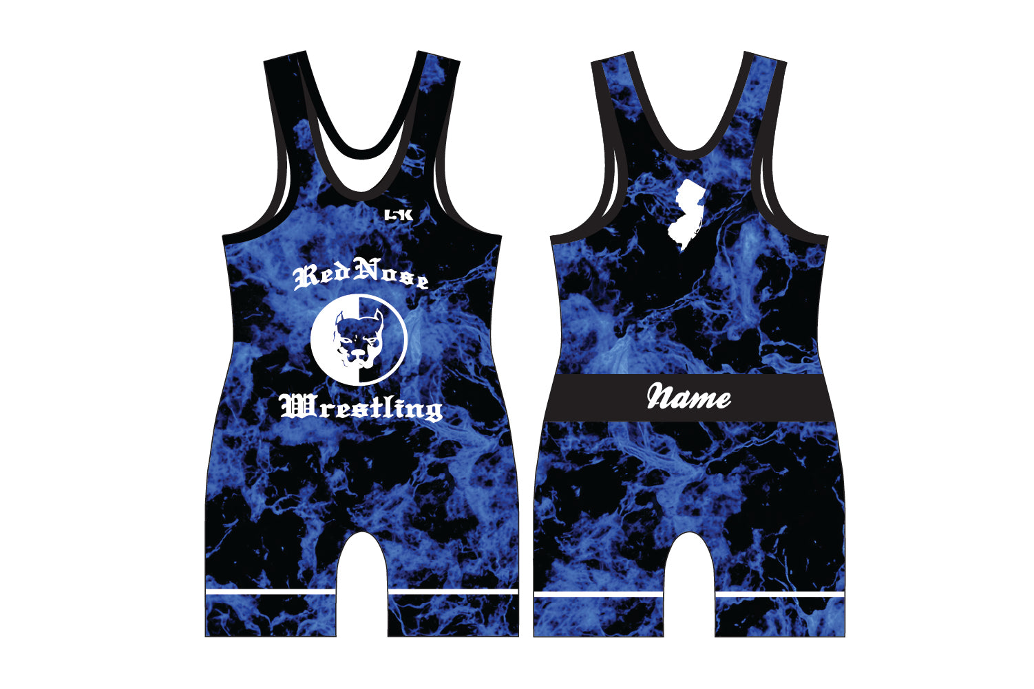 Red Nose Sublimated Men's Singlet - Flames (Blue)