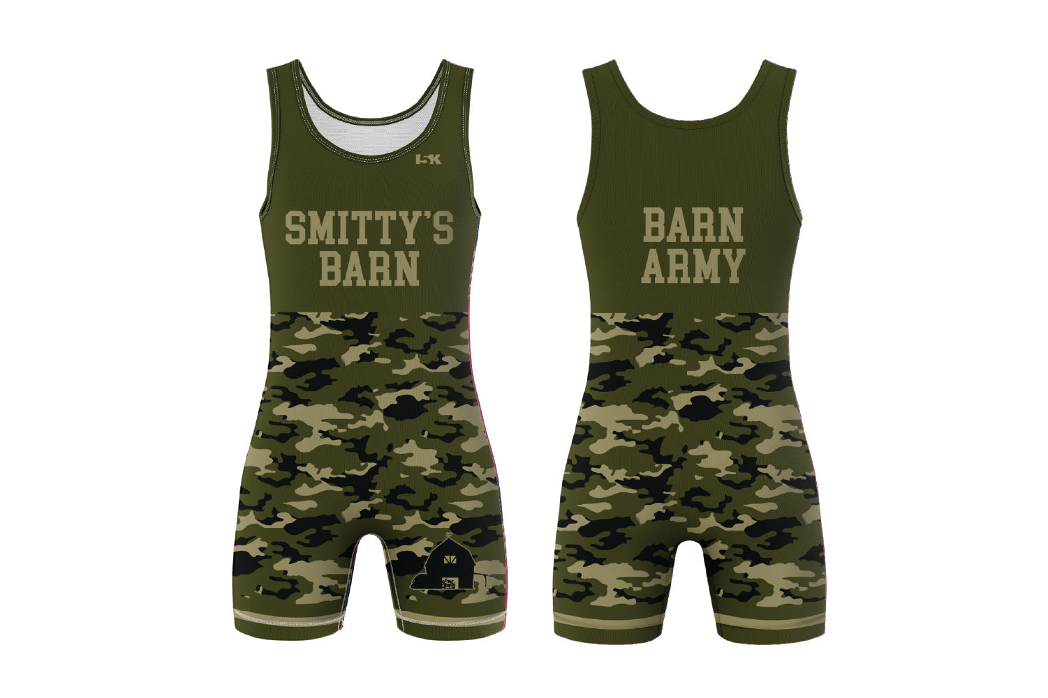 Smitty's Wrestling Barn Sublimated Men's Singlet - Barn Army (Design 1)