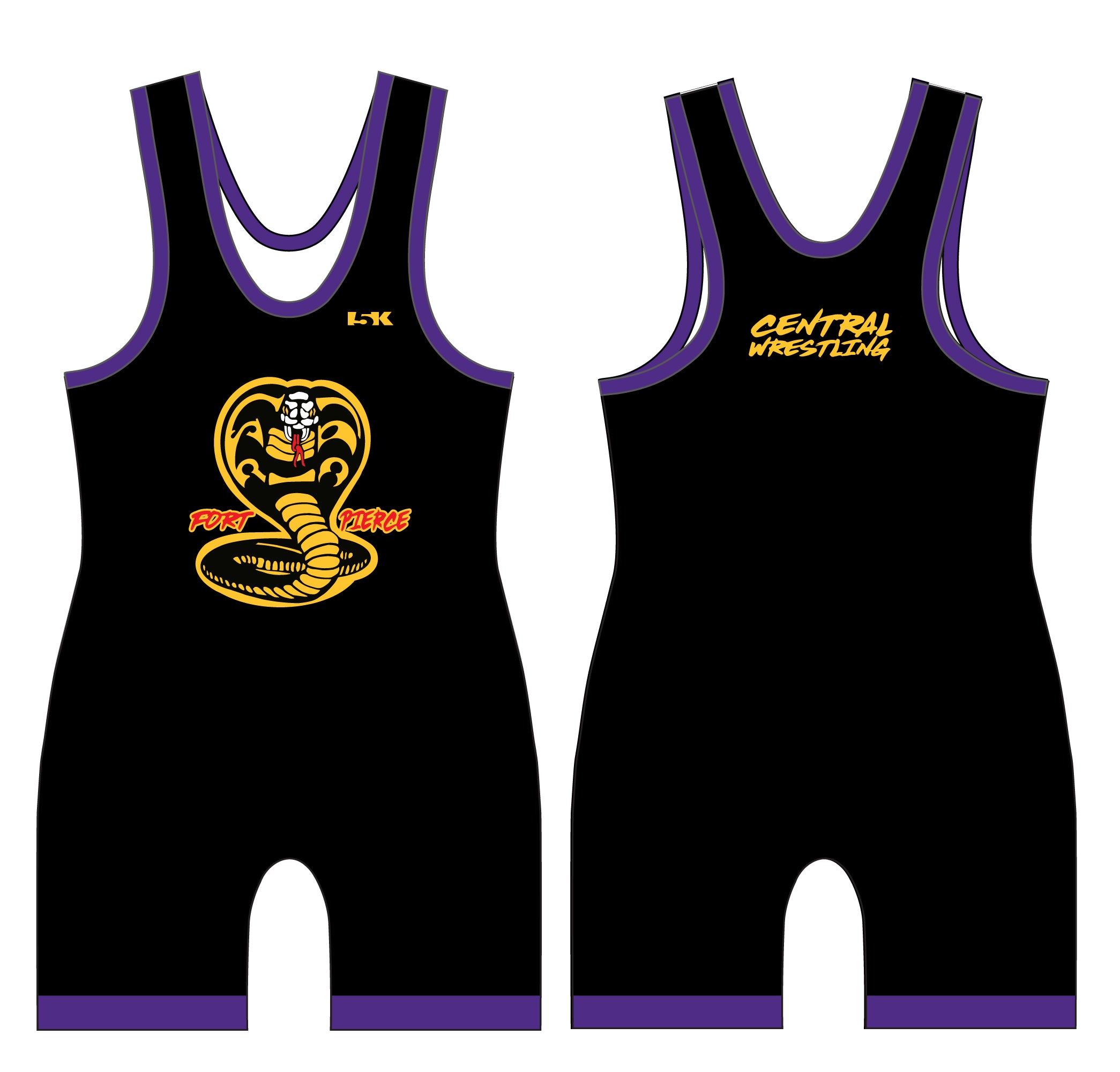 Fort Pierce Cobras Wrestling Sublimated Men's Singlet - Design 3