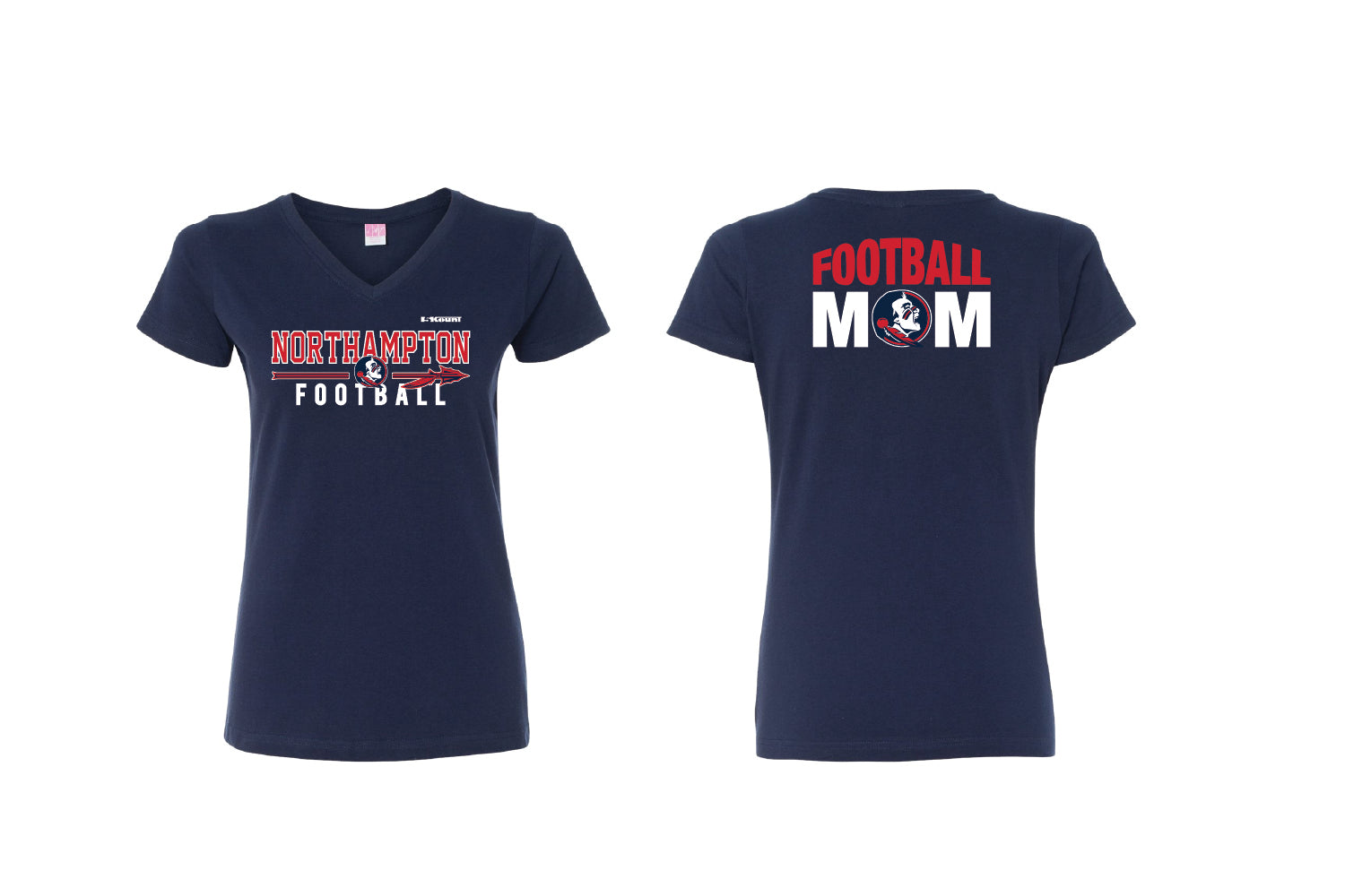 Northampton Indians Football Mom Cotton Women's V-Neck Tee - Navy