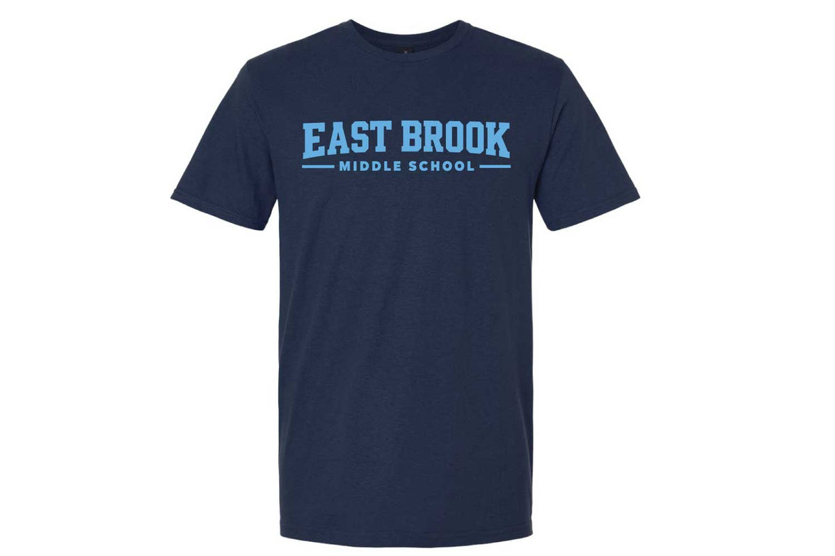 East Brook Middle School Cotton Crew Tee - Design 2 - Navy