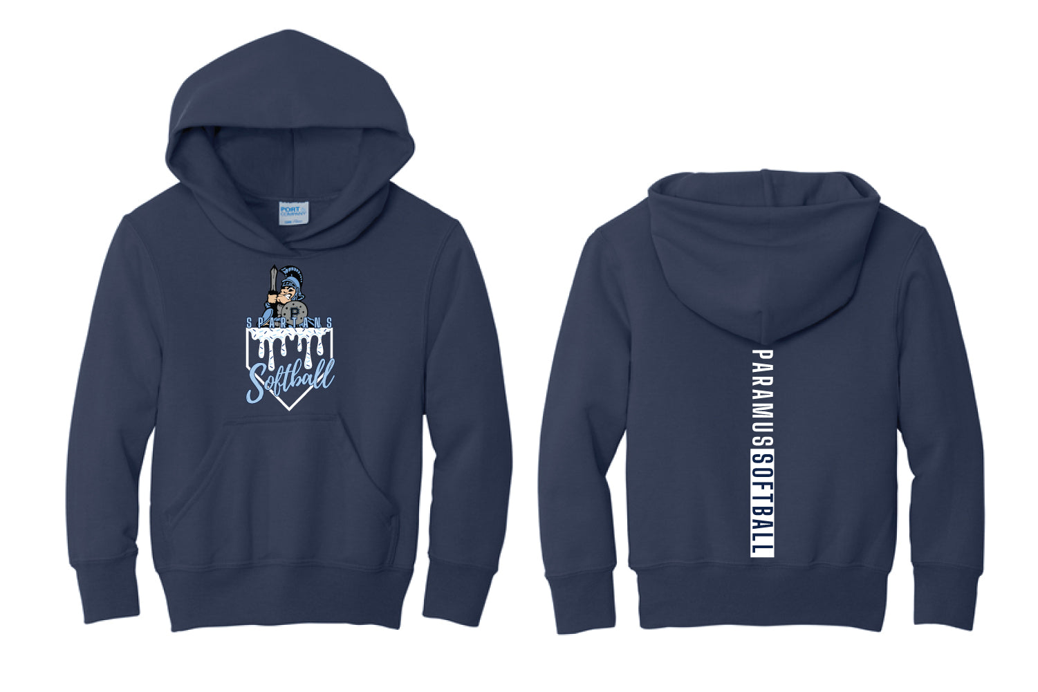 Paramus Softball Cotton Hoodie Ice Cream Logo - Navy