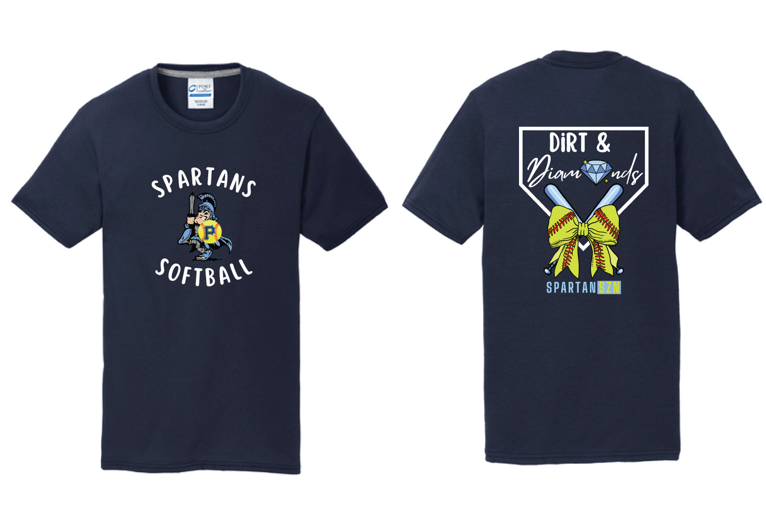 Paramus Softball Cotton Crew Tee Dirt & Diamonds  Logo - Navy