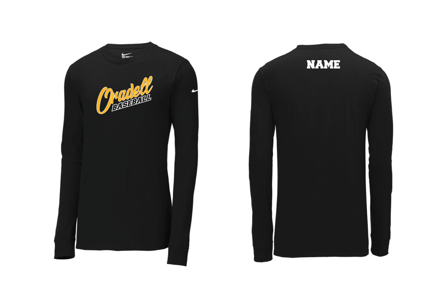Oradell Baseball Nike Long Sleeve DryFit Shirt - Black