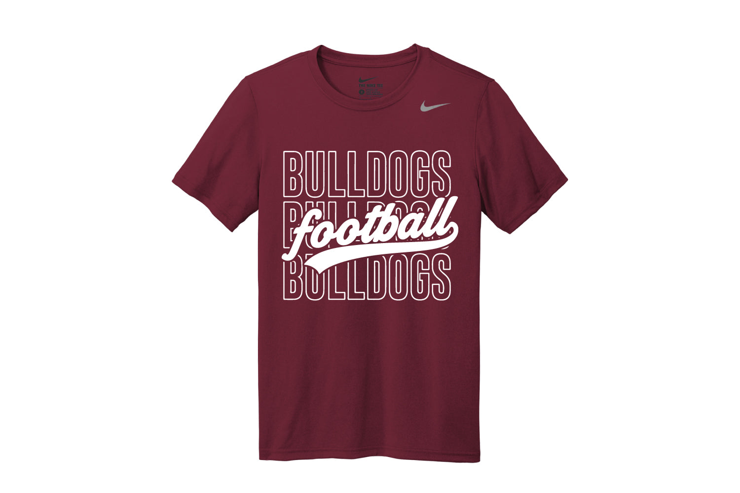 Lynn English Bulldogs Football Nike Dryfit Tee Vintage Logo - Maroon