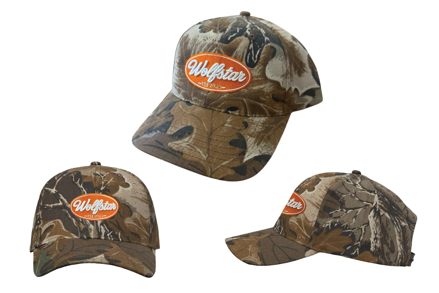 wolfstarfitness camo snapback cap - orange design