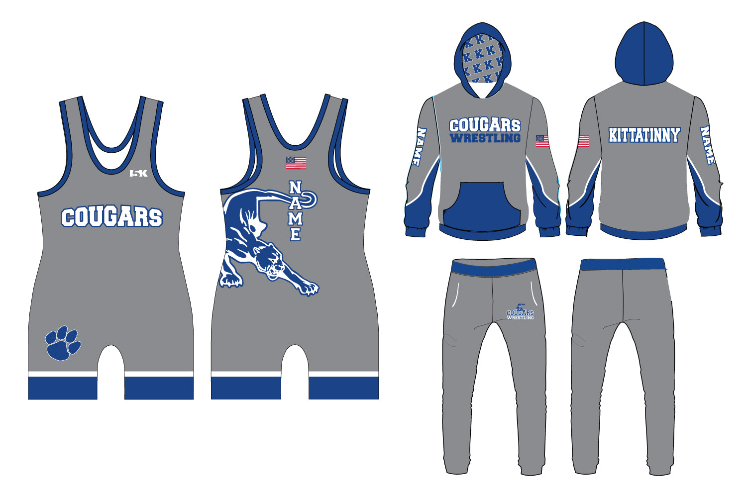 Kittatinny Wrestling Sublimated Package - Option 1 [Singlet, Hoodie, Joggers]
