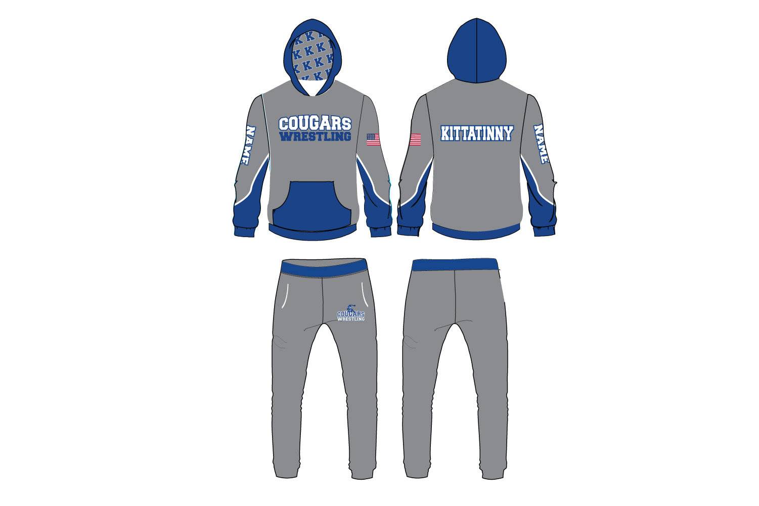 Kittatinny Wrestling Sublimated Package - Option 2 [Hoodie, Joggers]