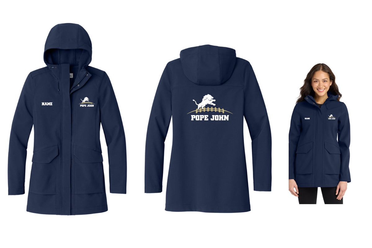 Pope John Football Women's Soft Shell Sideline Parka Jacket - Navy