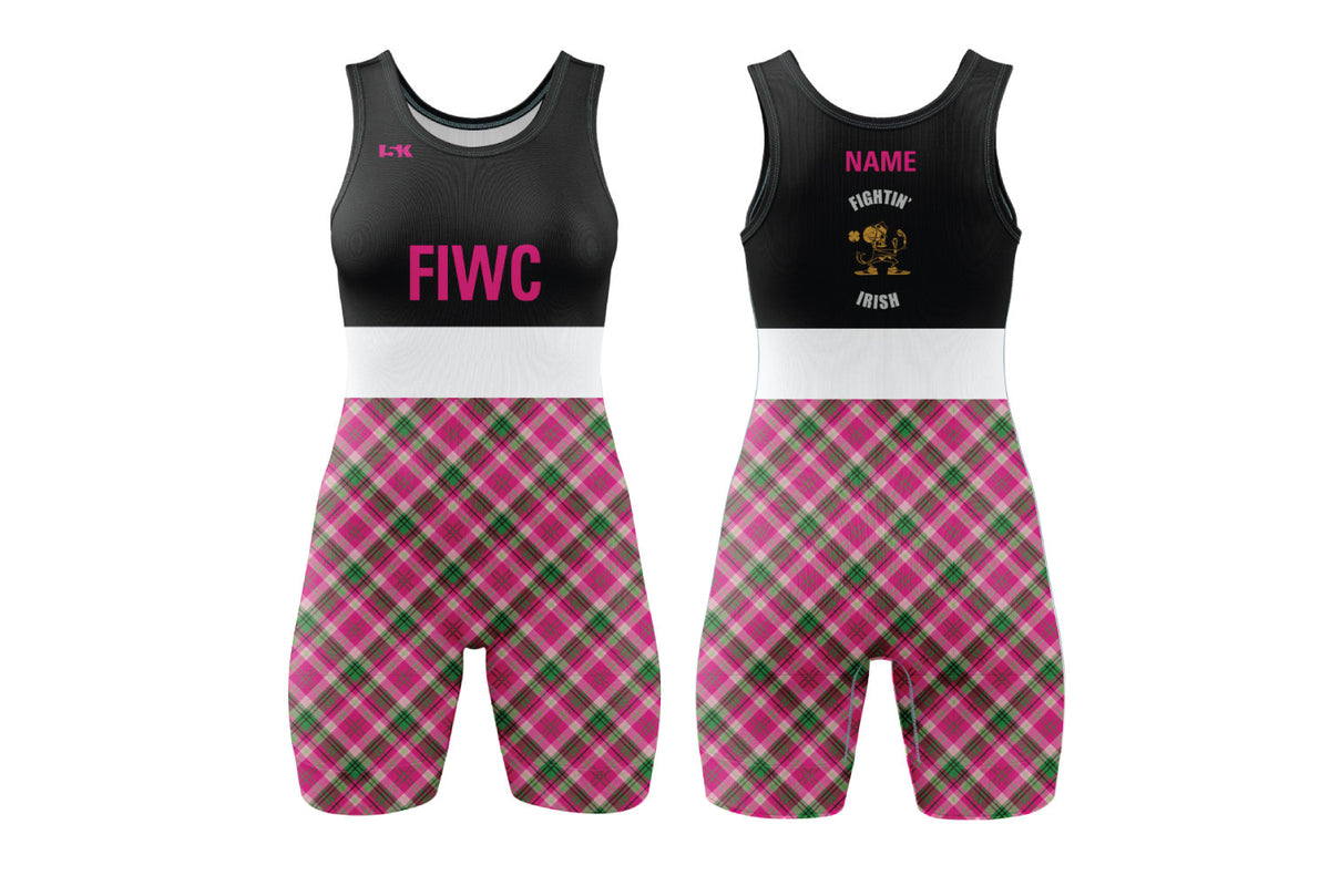 Fightin' Irish Wrestling Sublimated Women's Singlet - Pink Plaid Design