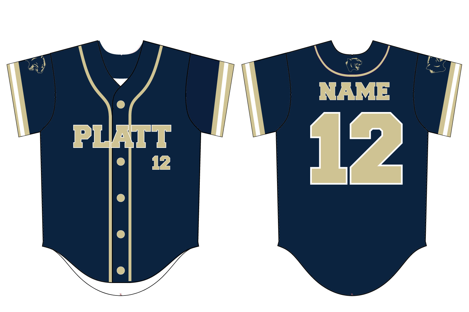 Platt Panther Baseball Sublimated Game Jersey - Navy