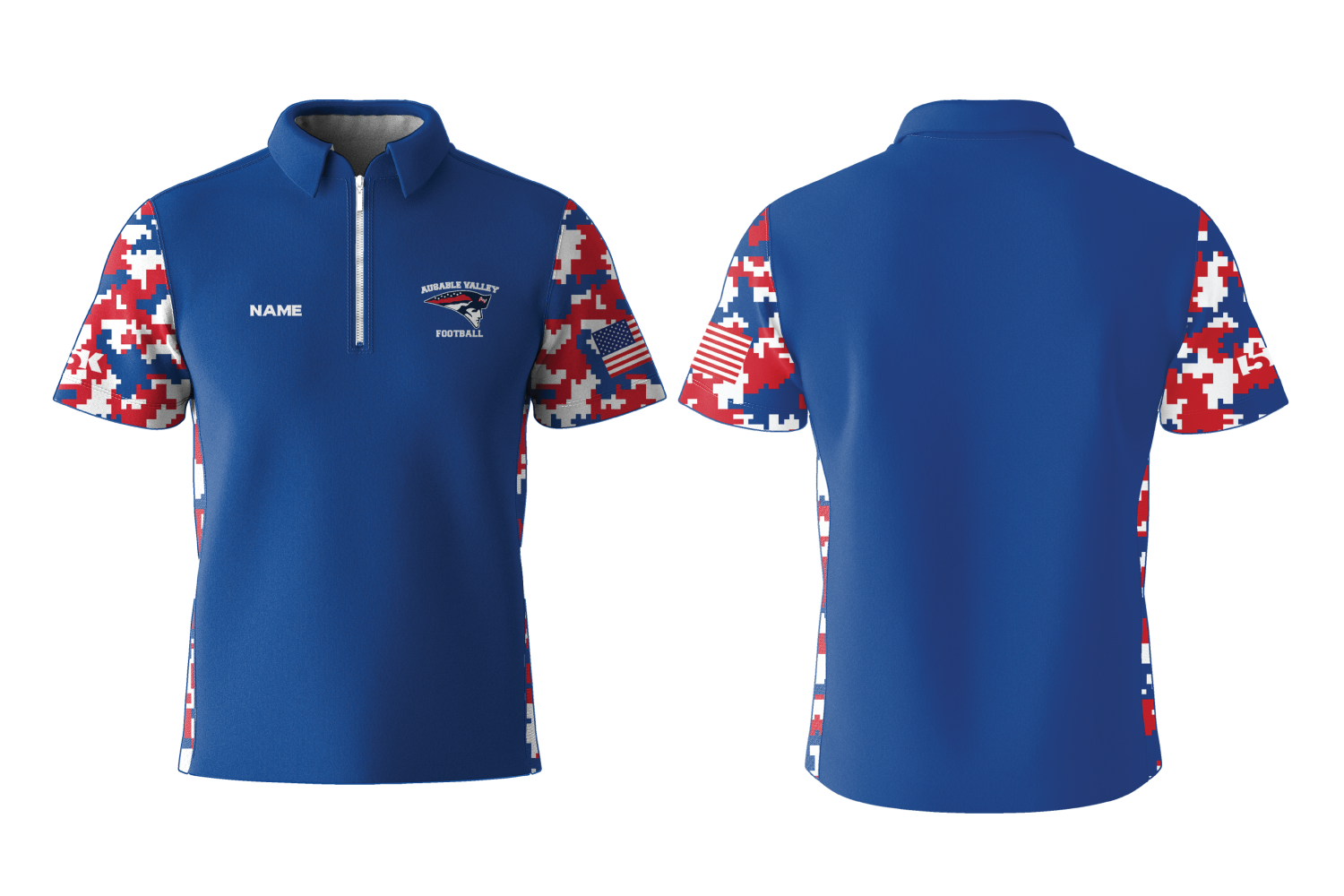 AuSable Patriots Football Sublimated Polo Shirt - Royal