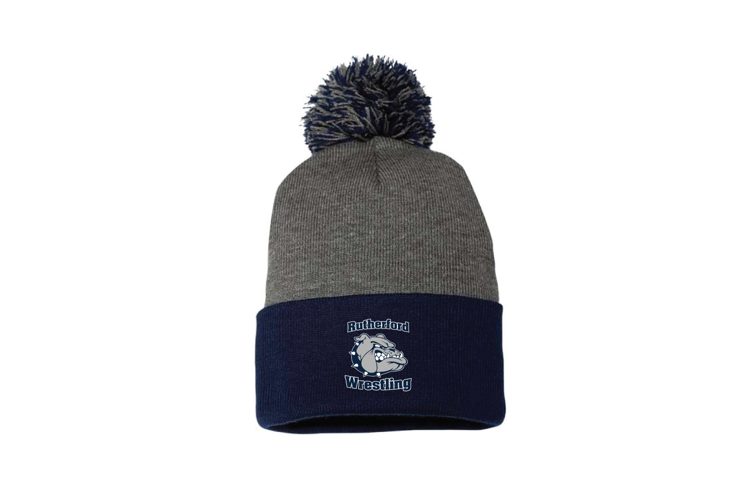 Rutherford Wrestling Pom Beanie - Navy/Grey