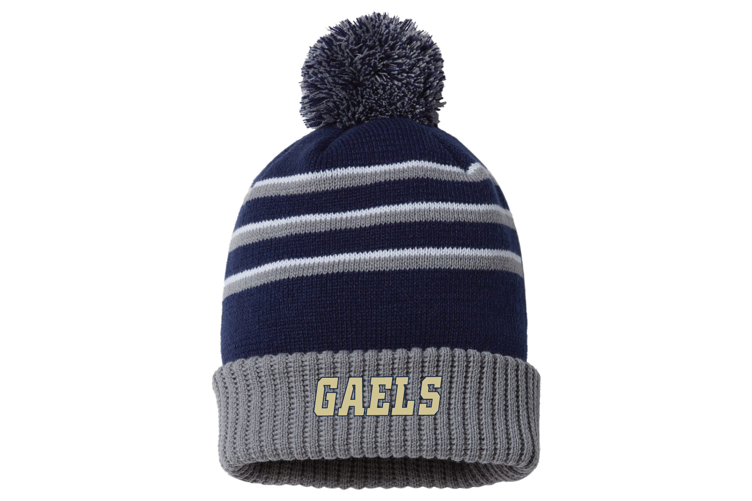 Roxbury Lax Pom Beanie - Navy/Grey