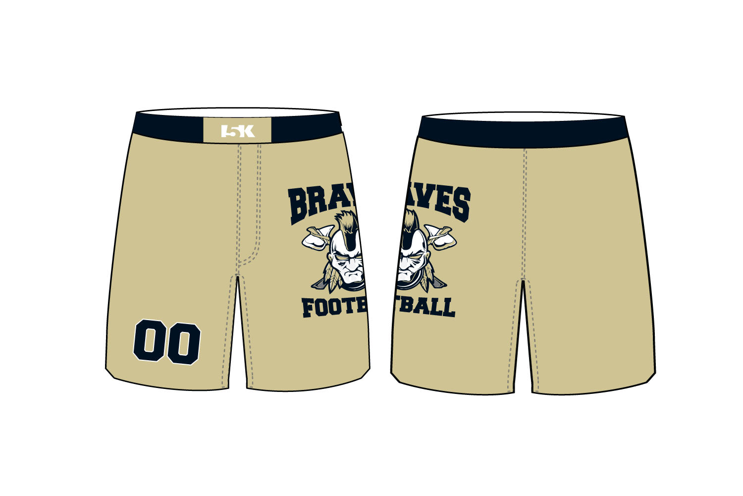 Braves Football Sublimated Practice Shorts - Design 2 (Vegas)
