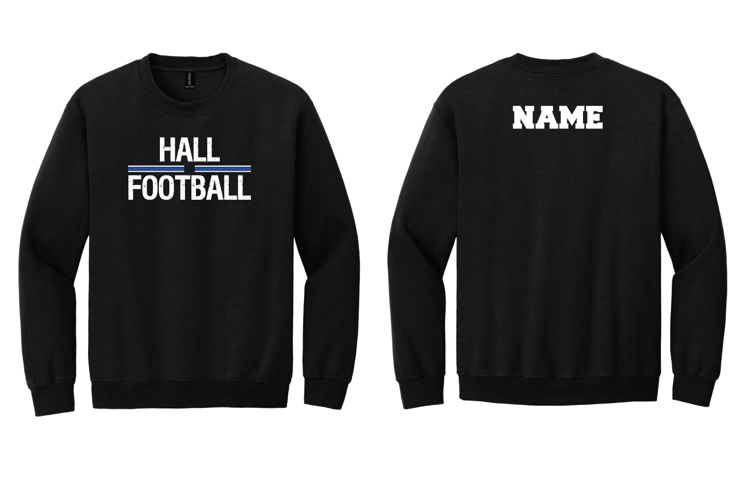 Hall Titans Football Cotton Crewneck Sweatshirt - Black - Design 2