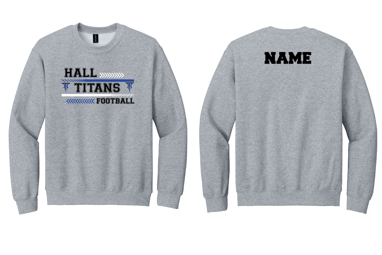 Hall Titans Football Cotton Crewneck Sweatshirt - Grey - Design 1