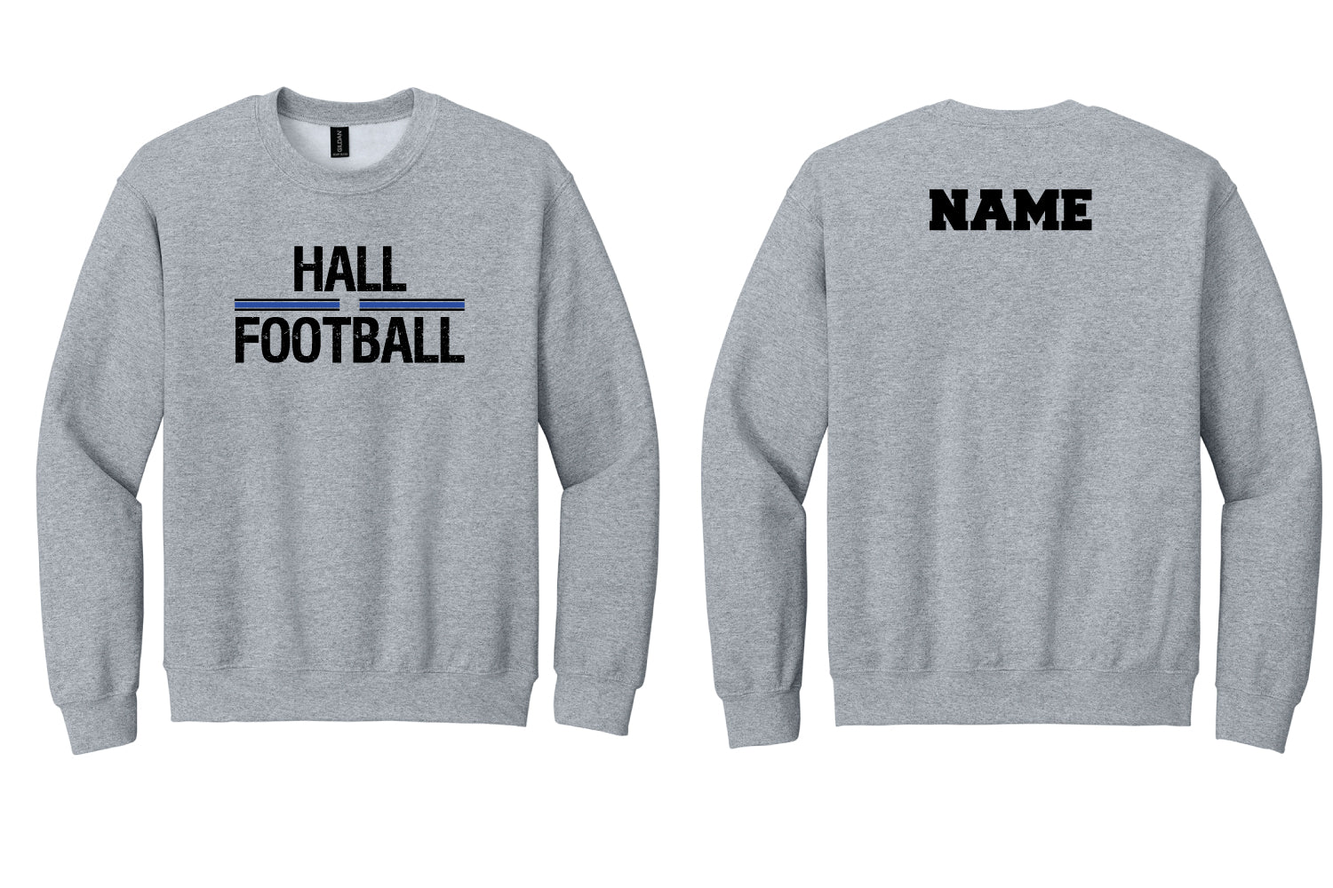 Hall Titans Football Cotton Crewneck Sweatshirt - Grey - Design 2