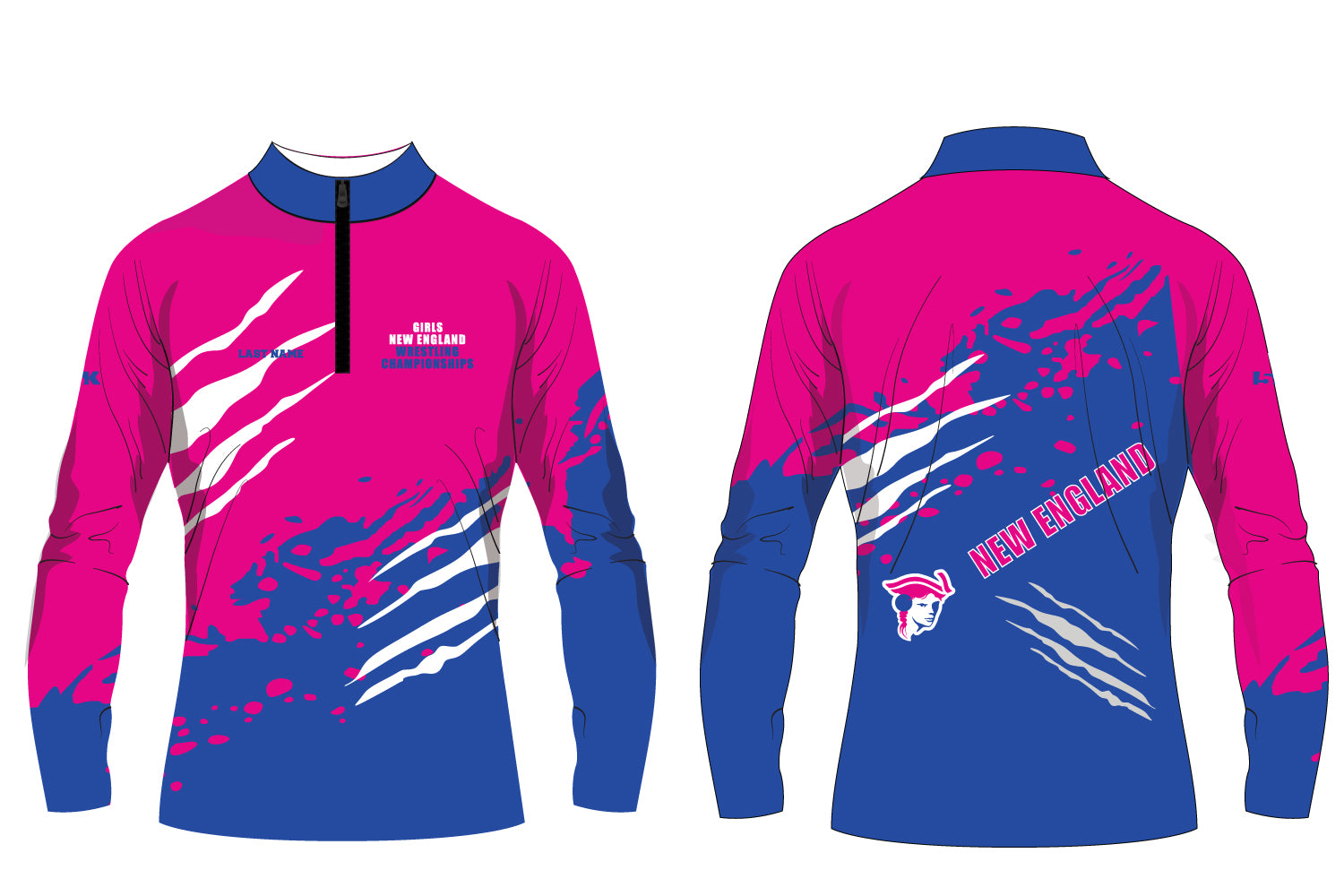 YNEW Wrestling Sublimated Quarter Zip - Girls
