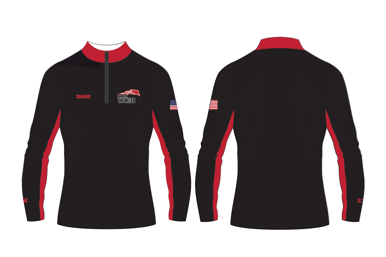 Twin City Thunder Football Sublimated Quarter Zip - Design 1