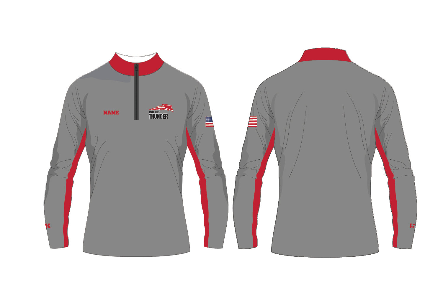Twin City Thunder Football Sublimated Quarter Zip - Design 2