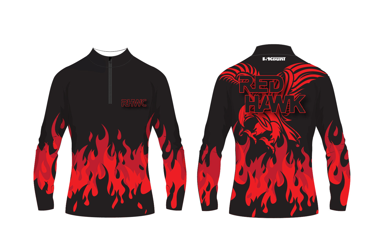 Red Hawk Wrestling Sublimated Quarter Zip - Black/Red Design