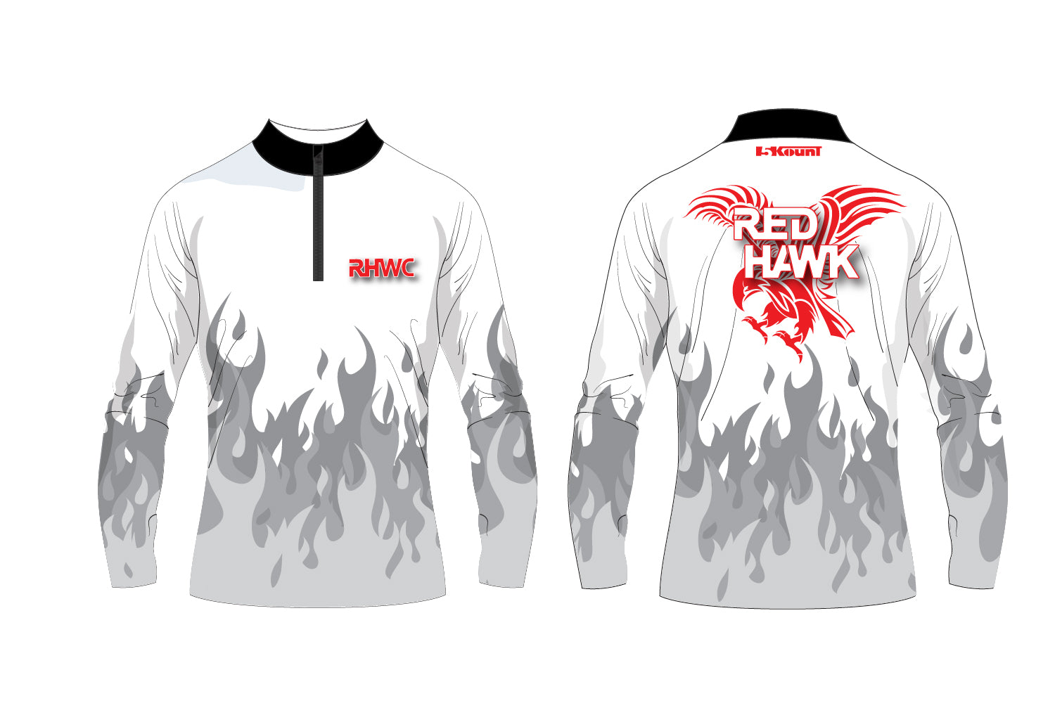 Red Hawk Wrestling Sublimated Quarter Zip - White/Gray Design