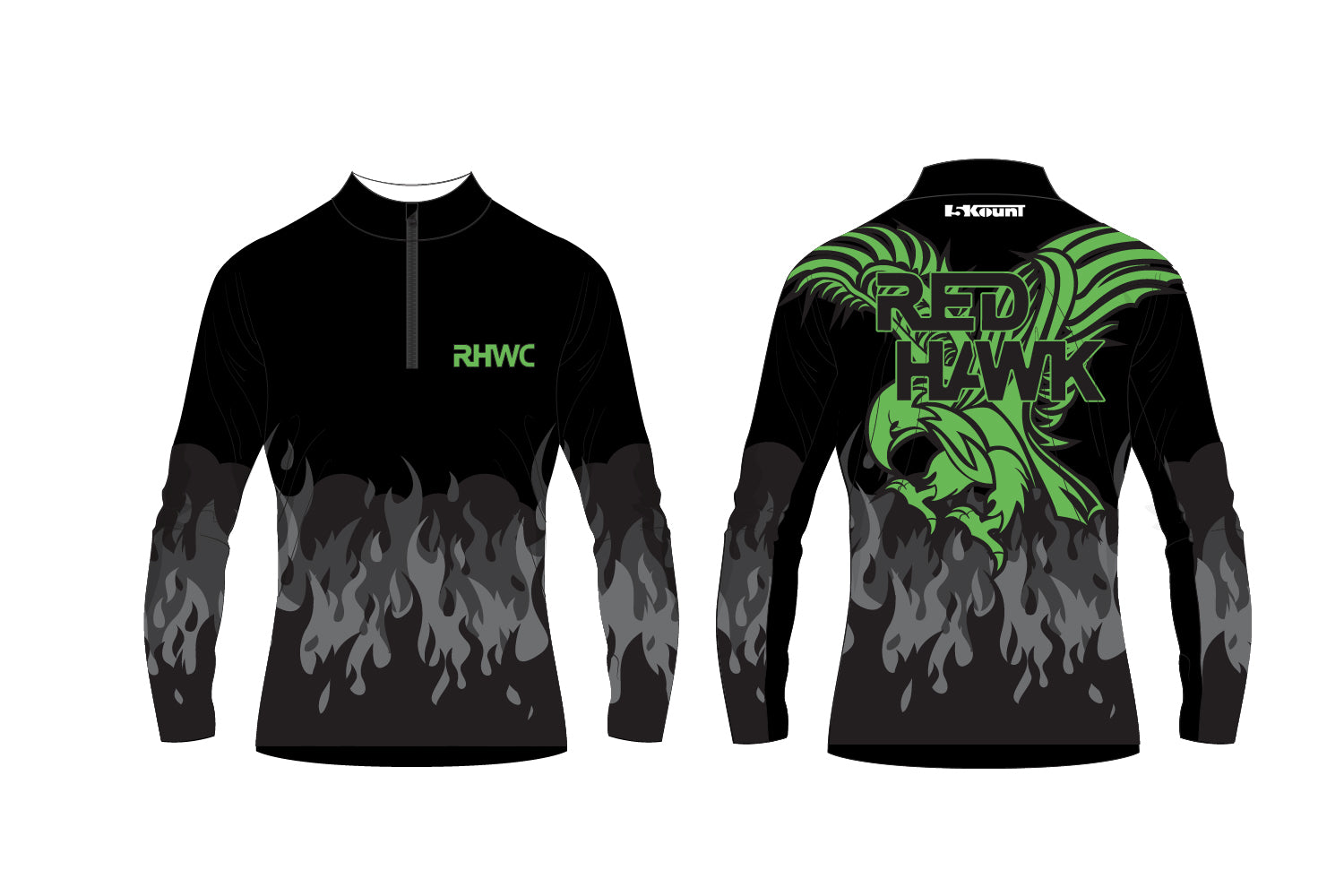 Red Hawk Wrestling Sublimated Quarter Zip - Green/Black Design