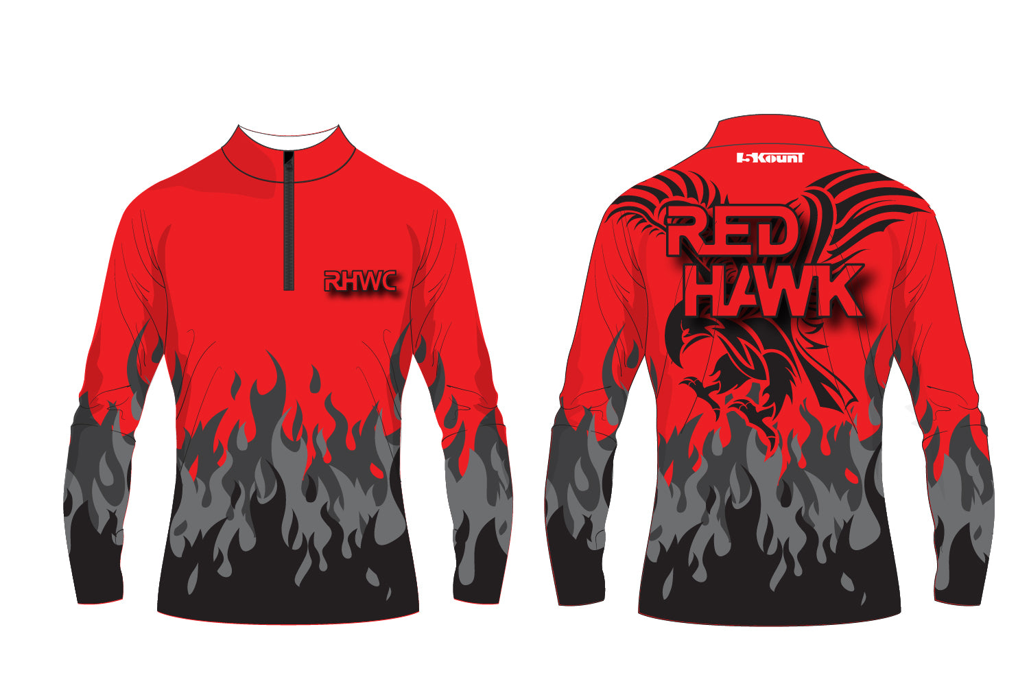 Red Hawk Wrestling Sublimated Quarter Zip - Red/Black Design