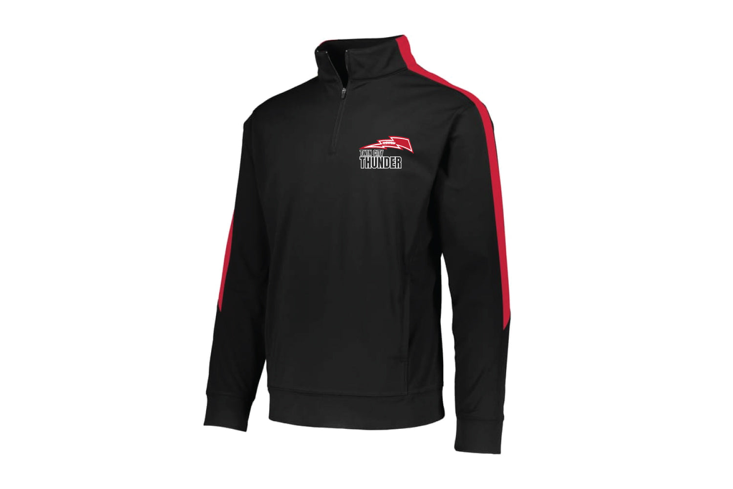Twin City Thunder Football Quarter Zip Pullover - Black/Red