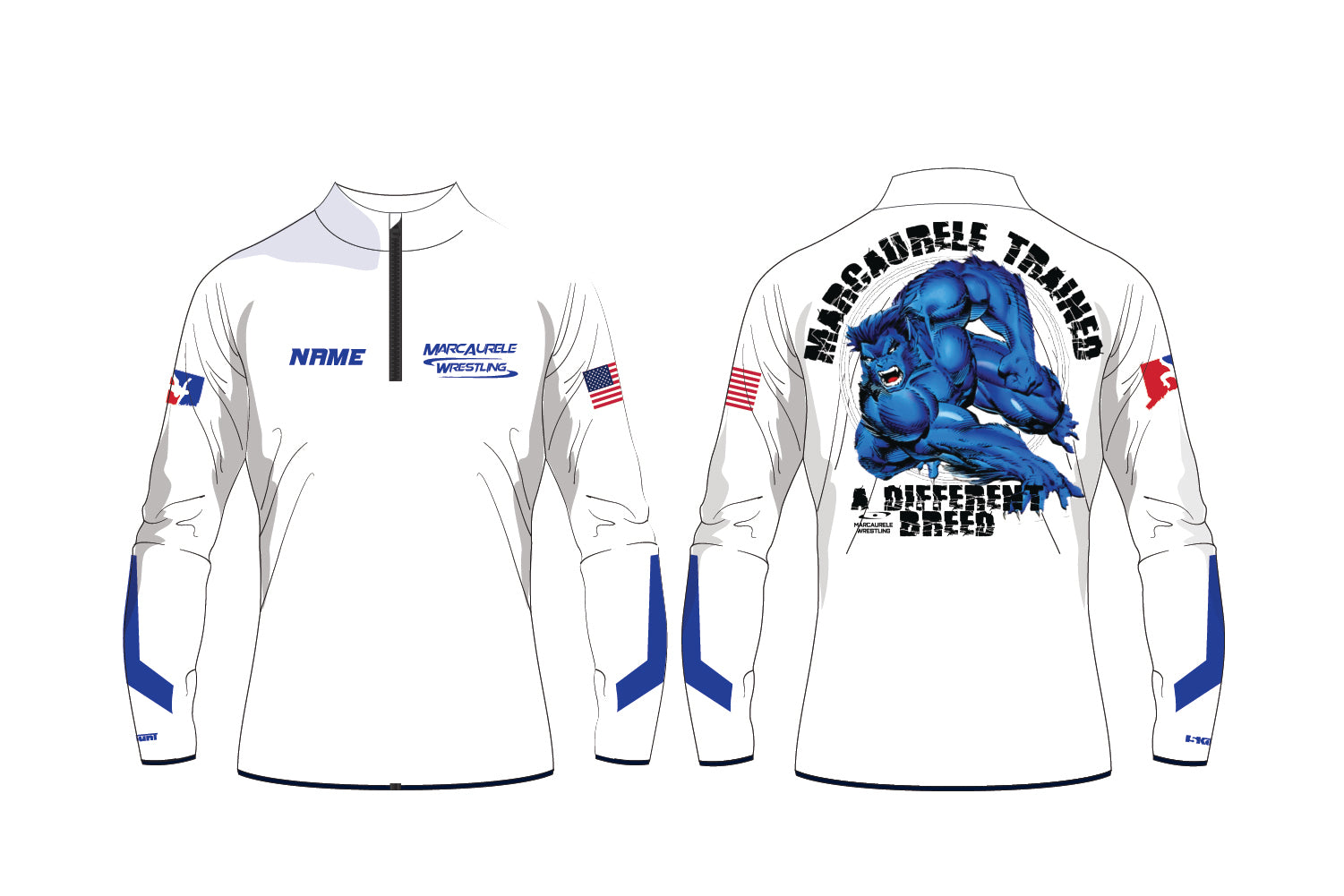 Marcaurele Wrestling Sublimated Quarter Zip - White
