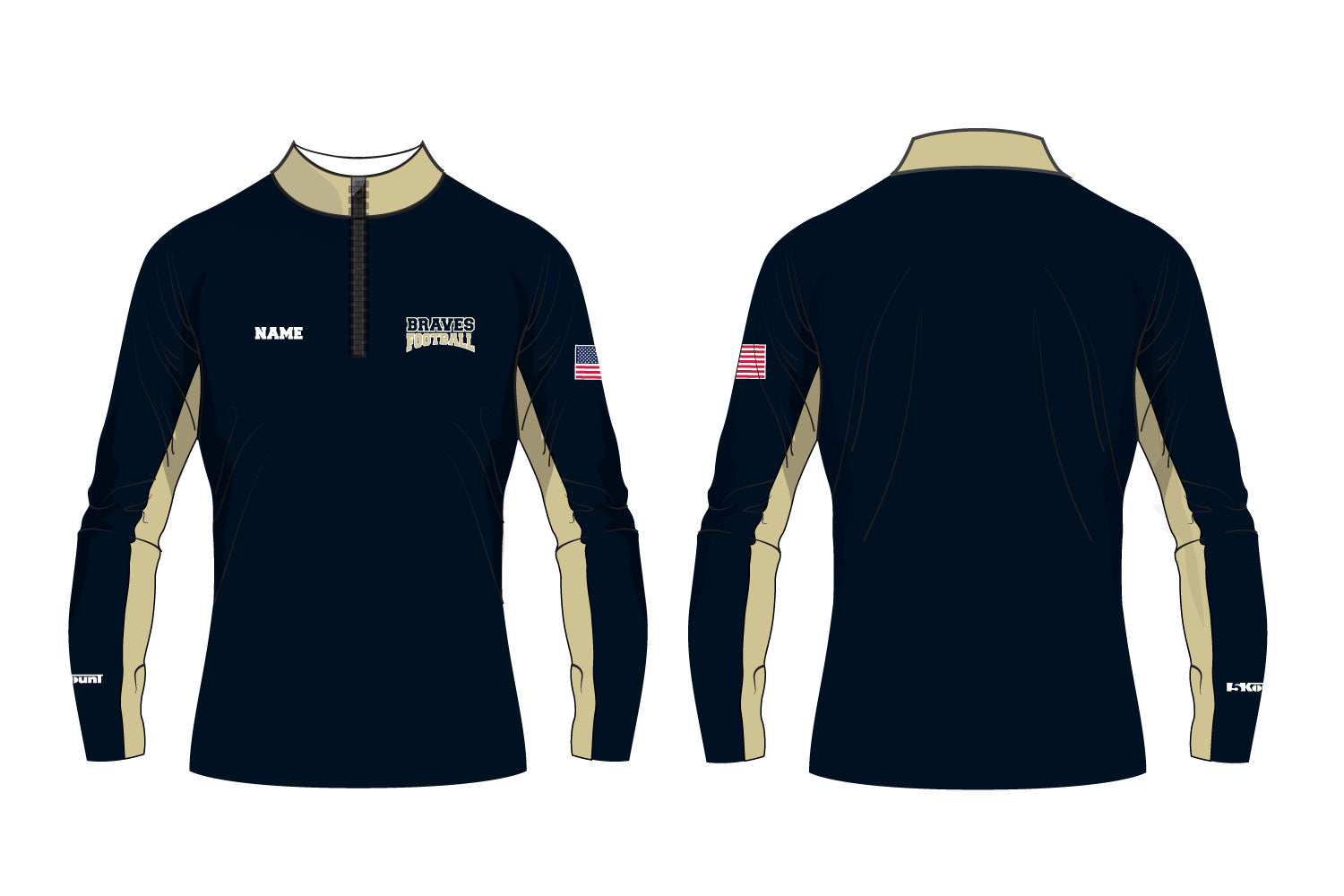 Braves Football Sublimated Mesh Quarter Zip - Design 2