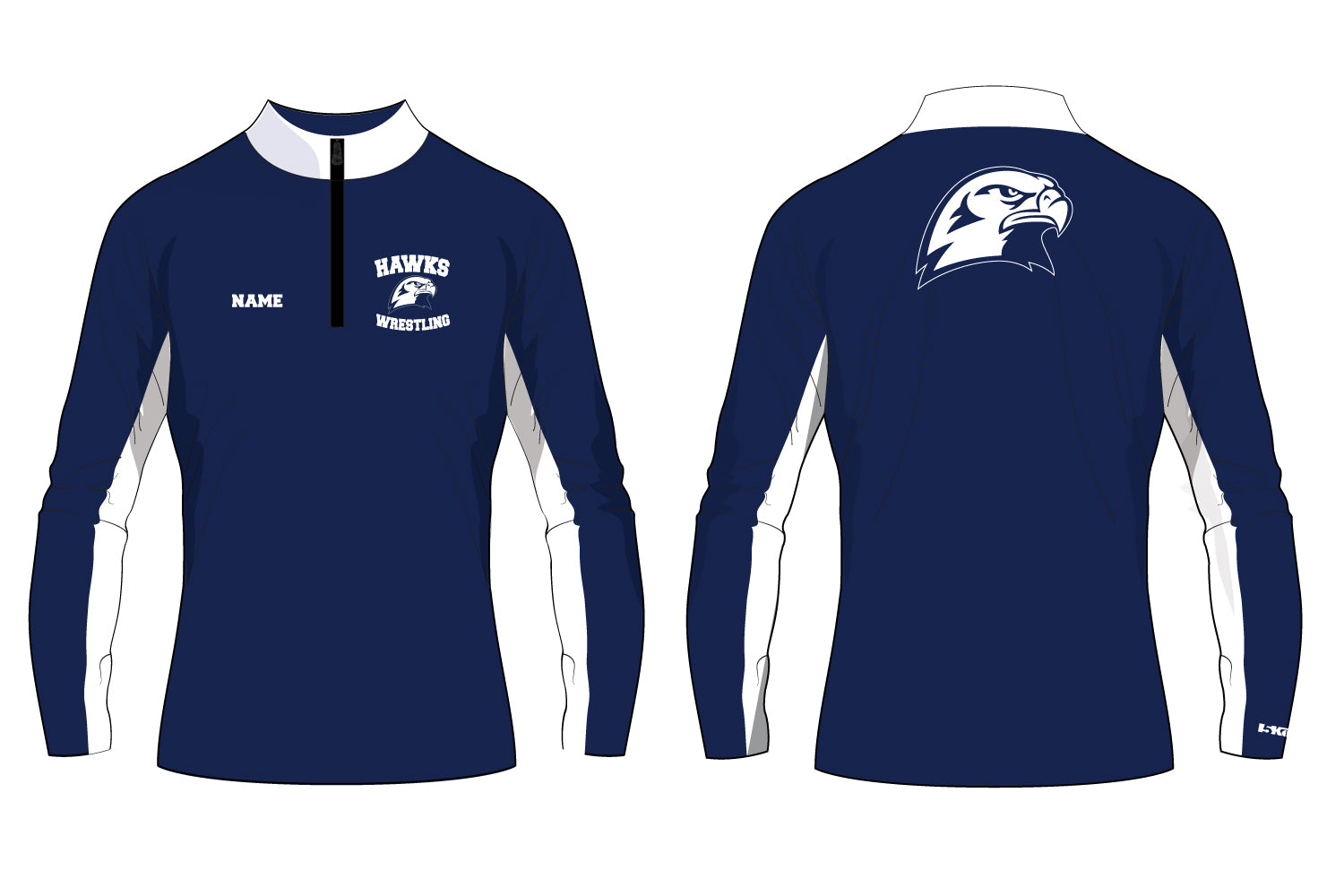Plainview Hawks Wrestling Sublimated Quarter Zip - Navy