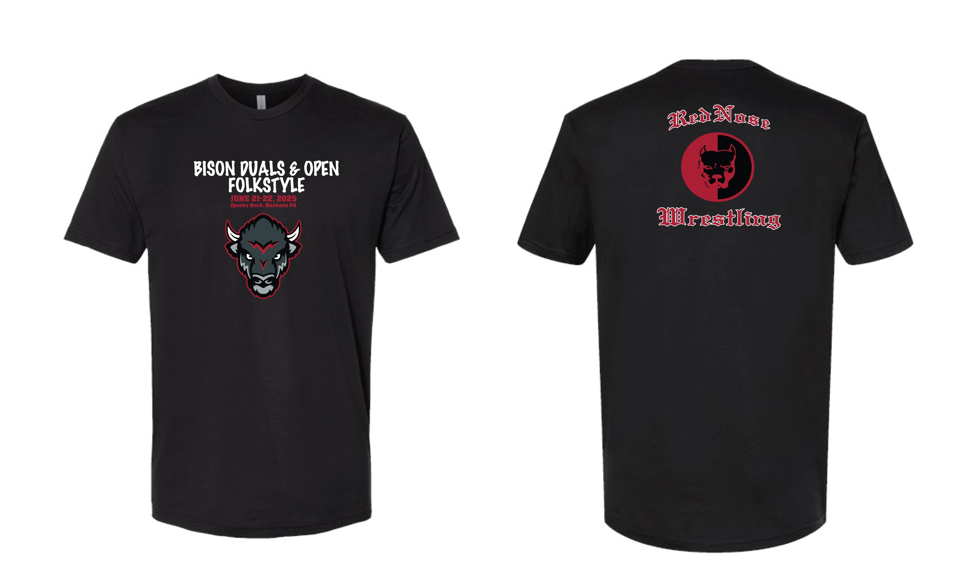Red Nose Cotton Crew Tee - "Bisons Tournament" (Black)