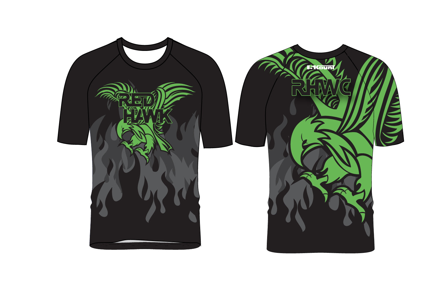 Red Hawk Wrestling Sublimated Shirt - Green/Black Design