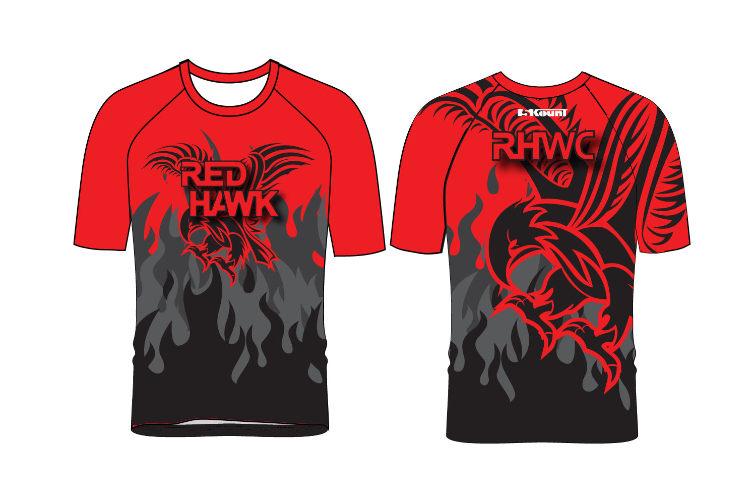 Red Hawk Wrestling Sublimated Shirt - Red/Black Design