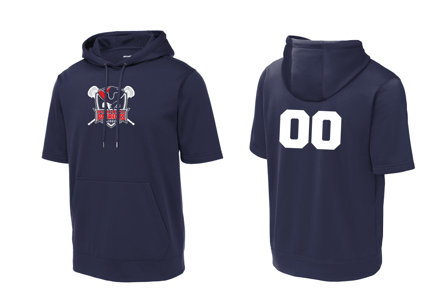 Warwick Pal Patriots Lax Short Sleeve DryFit Hoodie - Navy