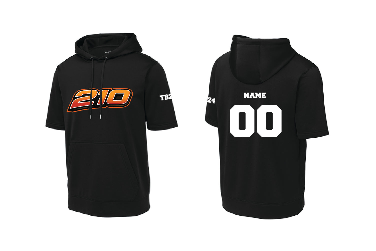 210 Baseball Short Sleeve Hoodie - Black