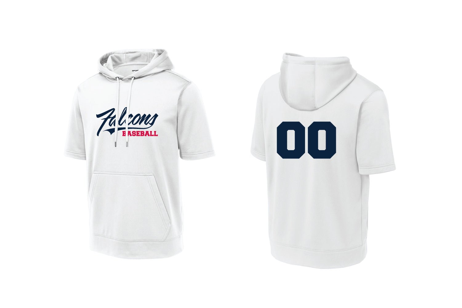 Falcons Baseball Short Sleeve DryFit Hoodie - White