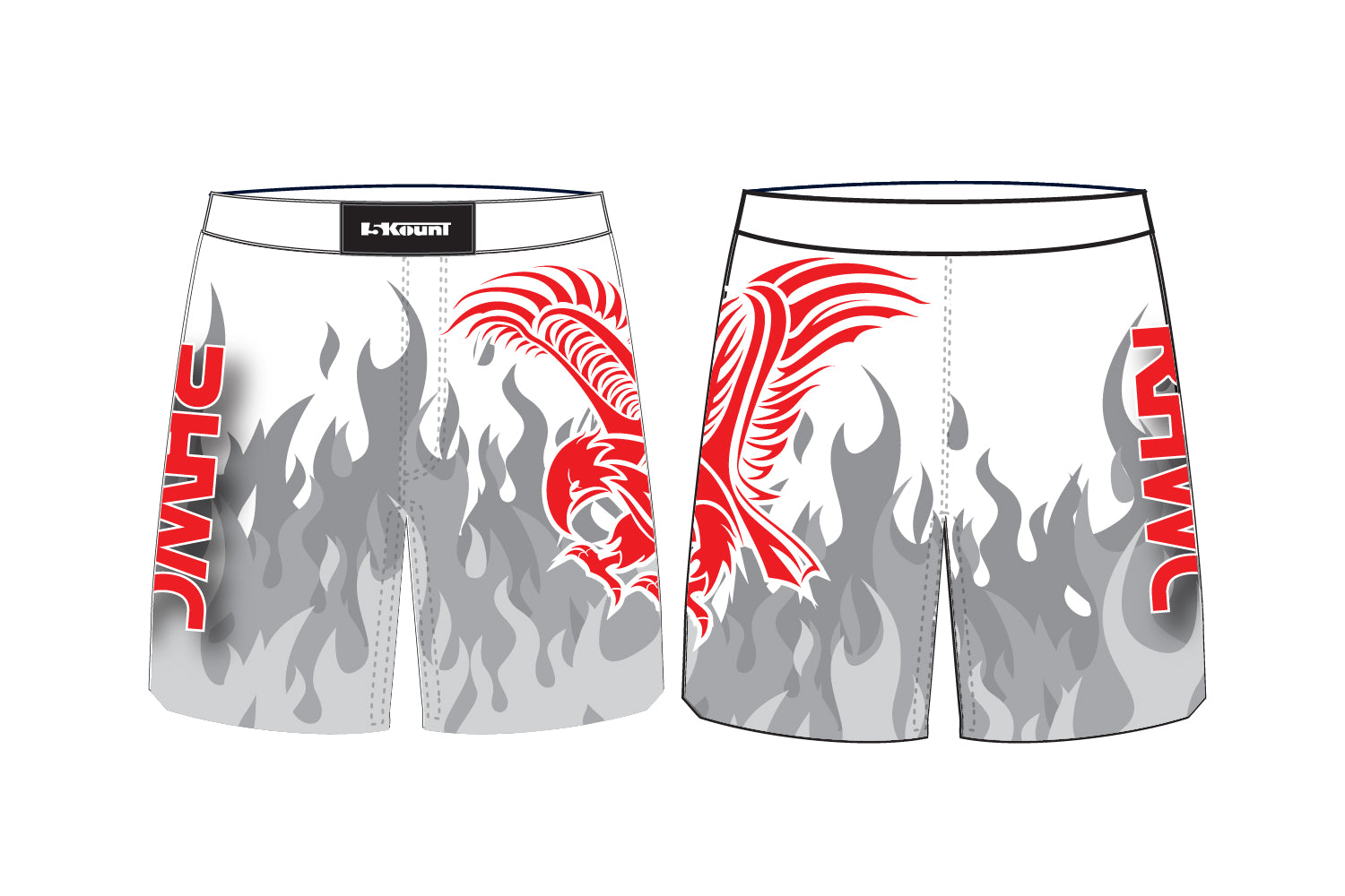 Red Hawk Wrestling Sublimated Shorts - White/Gray Design