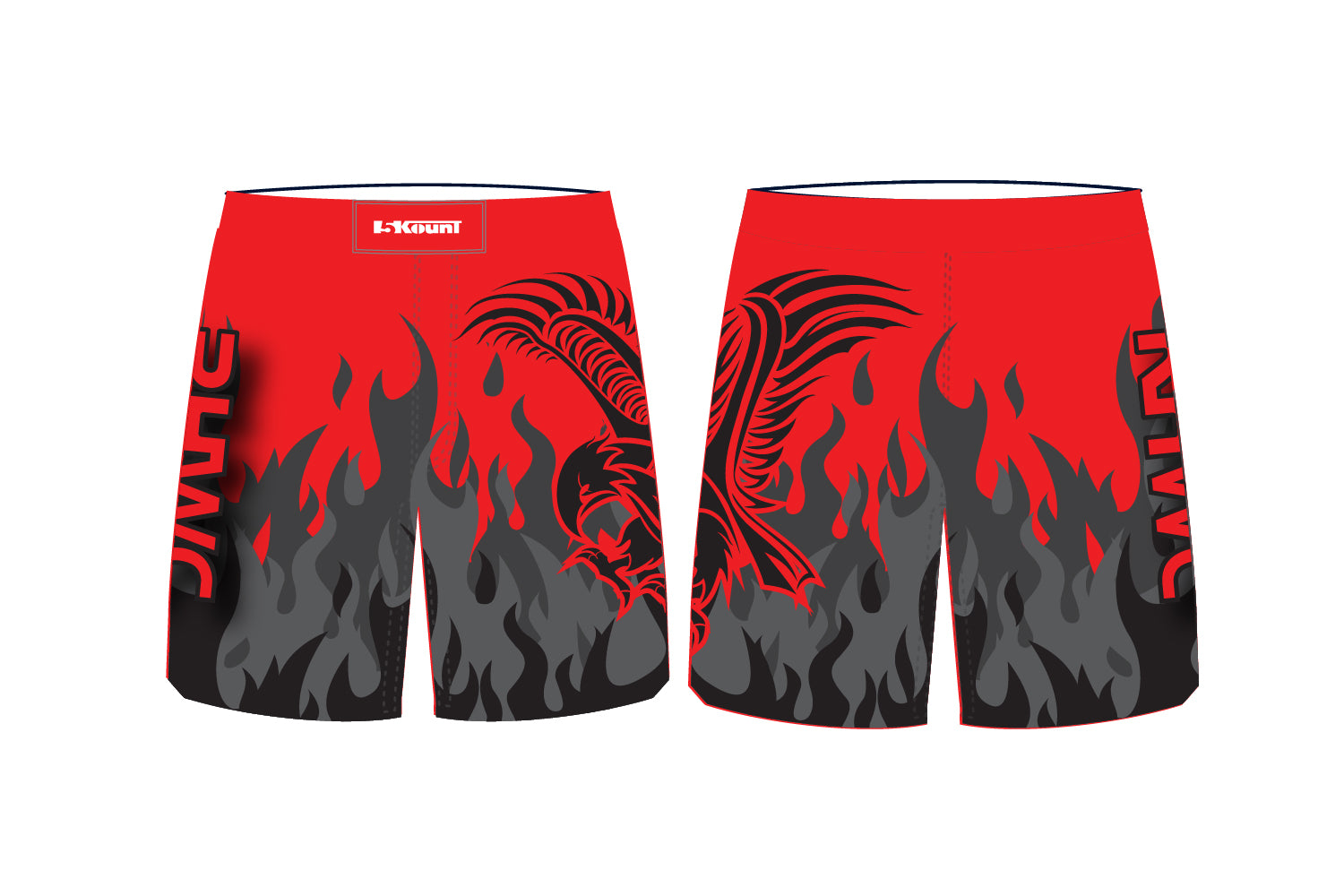 Red Hawk Wrestling Sublimated Shorts - Red/Black Design
