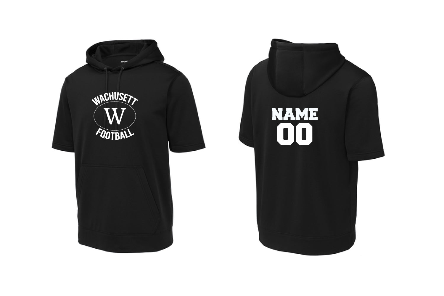 Wachusett Football Short Sleeve Hoodie - Black
