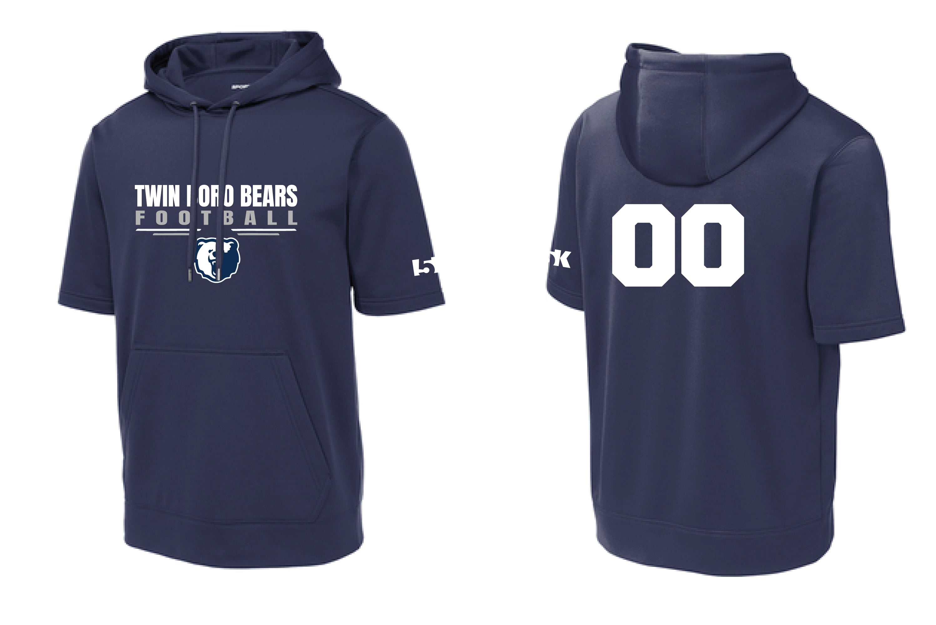 Twin Boro Football Short Sleeve Hoodie - Navy