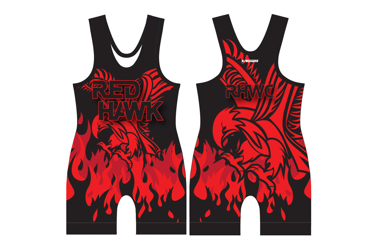 Red Hawk Wrestling Sublimated Men's Singlet - Black/Red Design
