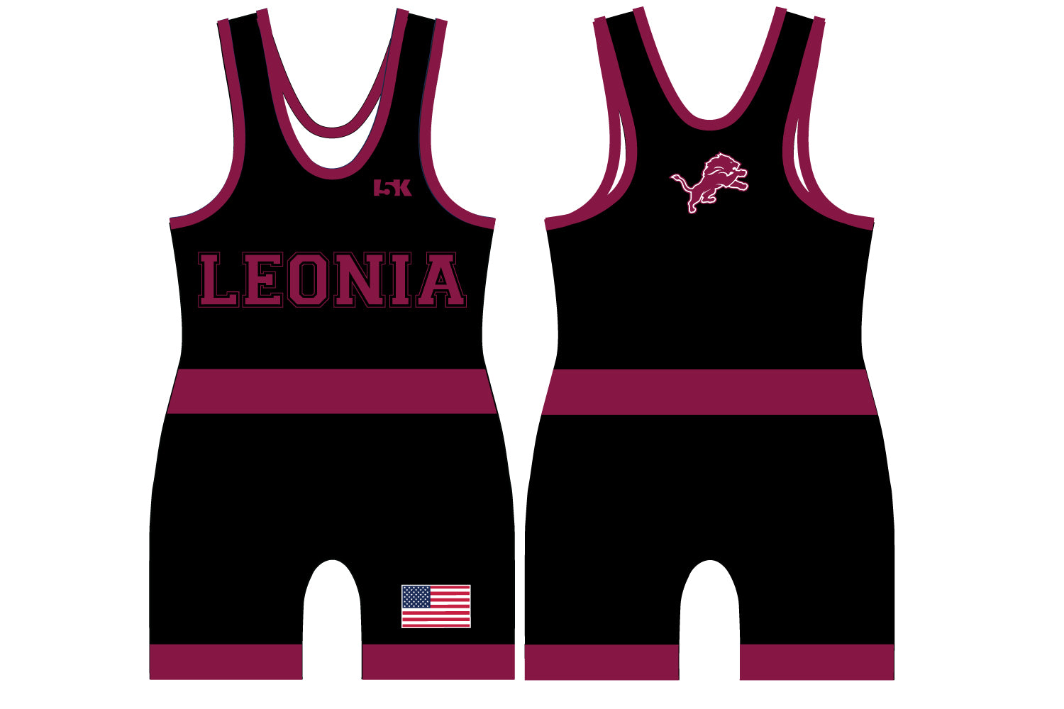 Leonia Wrestling Sublimated Men's Singlet - Design 1