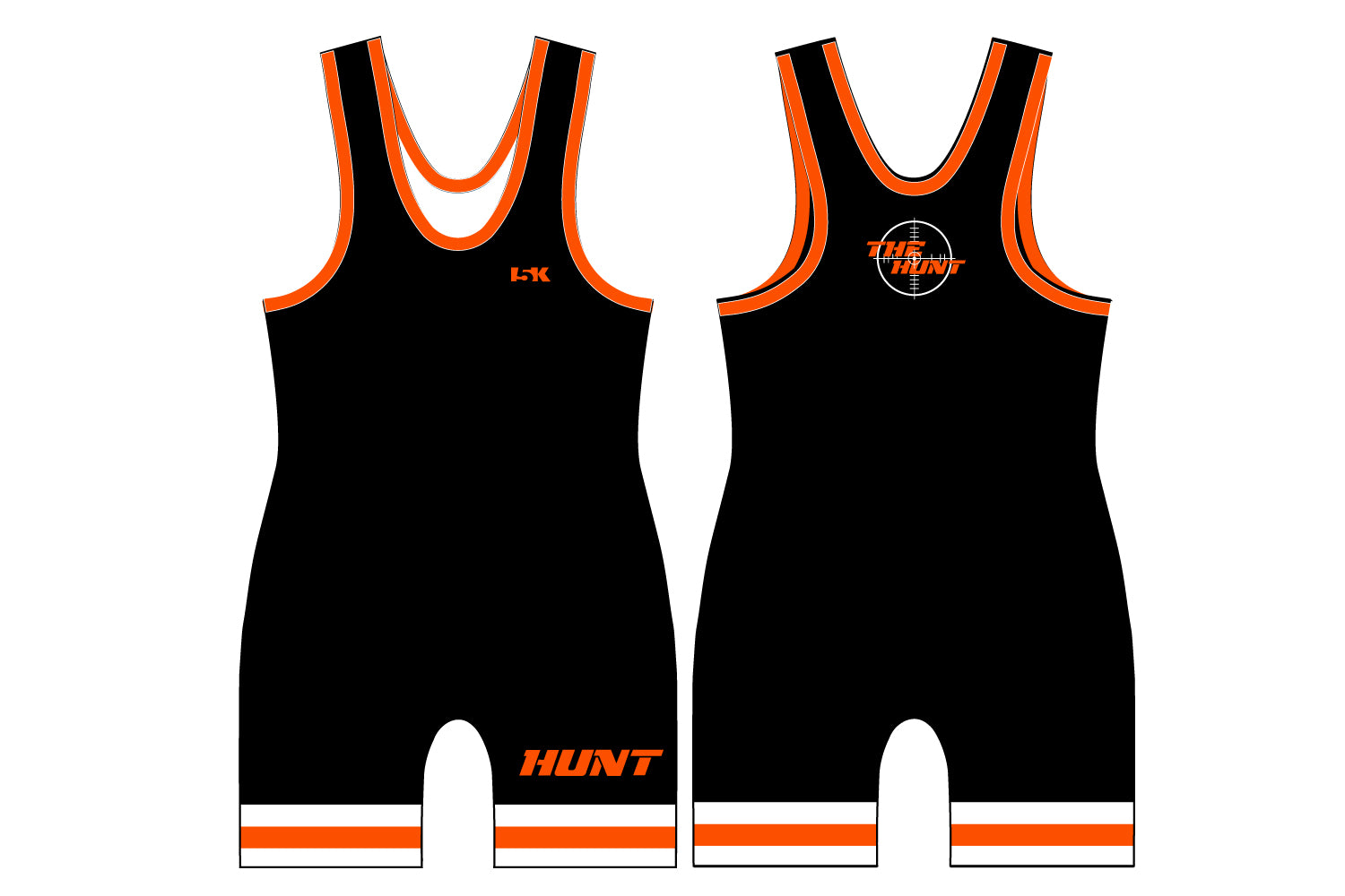 The Hunt Wrestling Sublimated Singlet - Design 1 (Black)